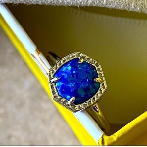 Davie Silver Band Ring In Royal Blue Kyocera Opal